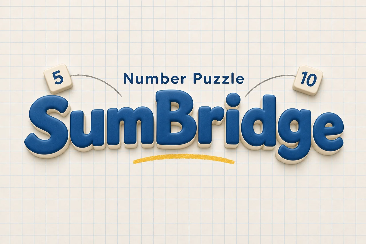 SumBridge Number Puzzle title artwork with number tiles 5 and 10